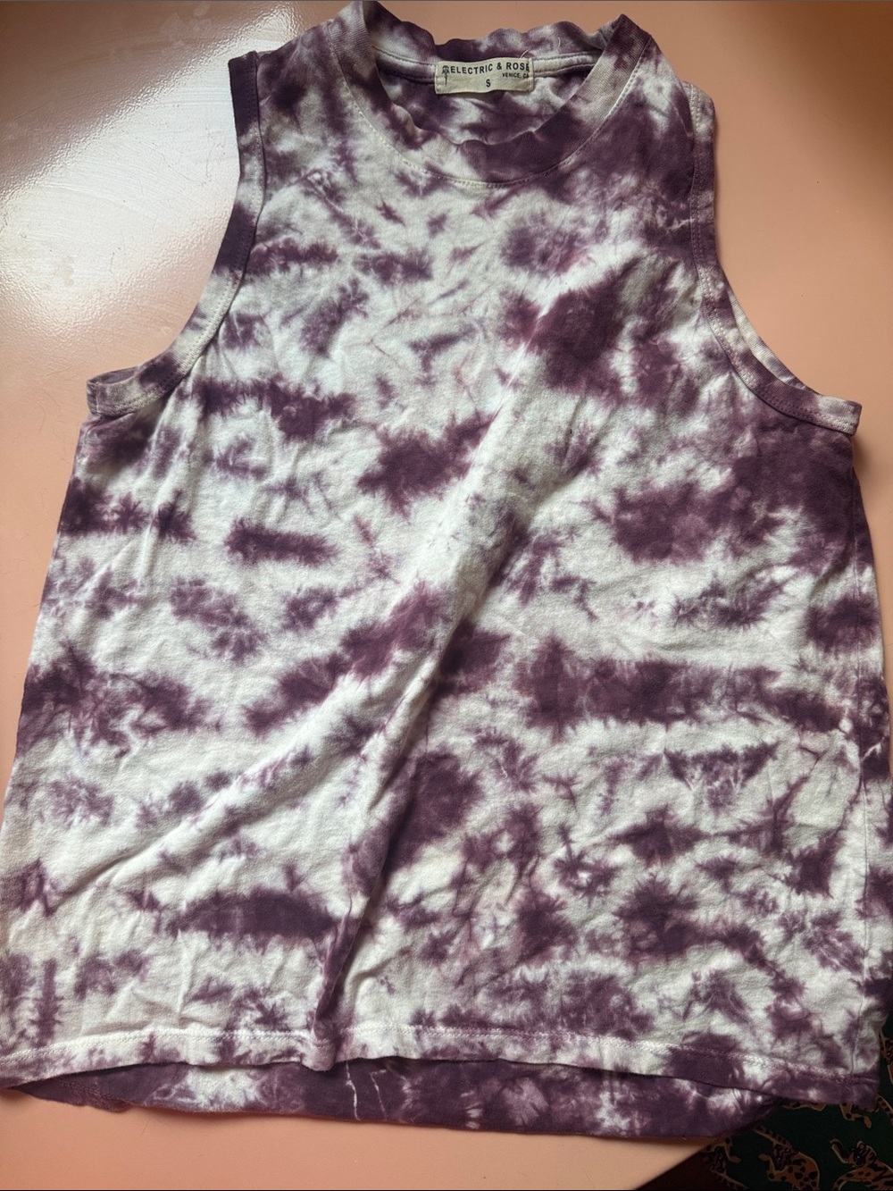 Electric & Rose Purple and White Tie-Dye Muscle Tank